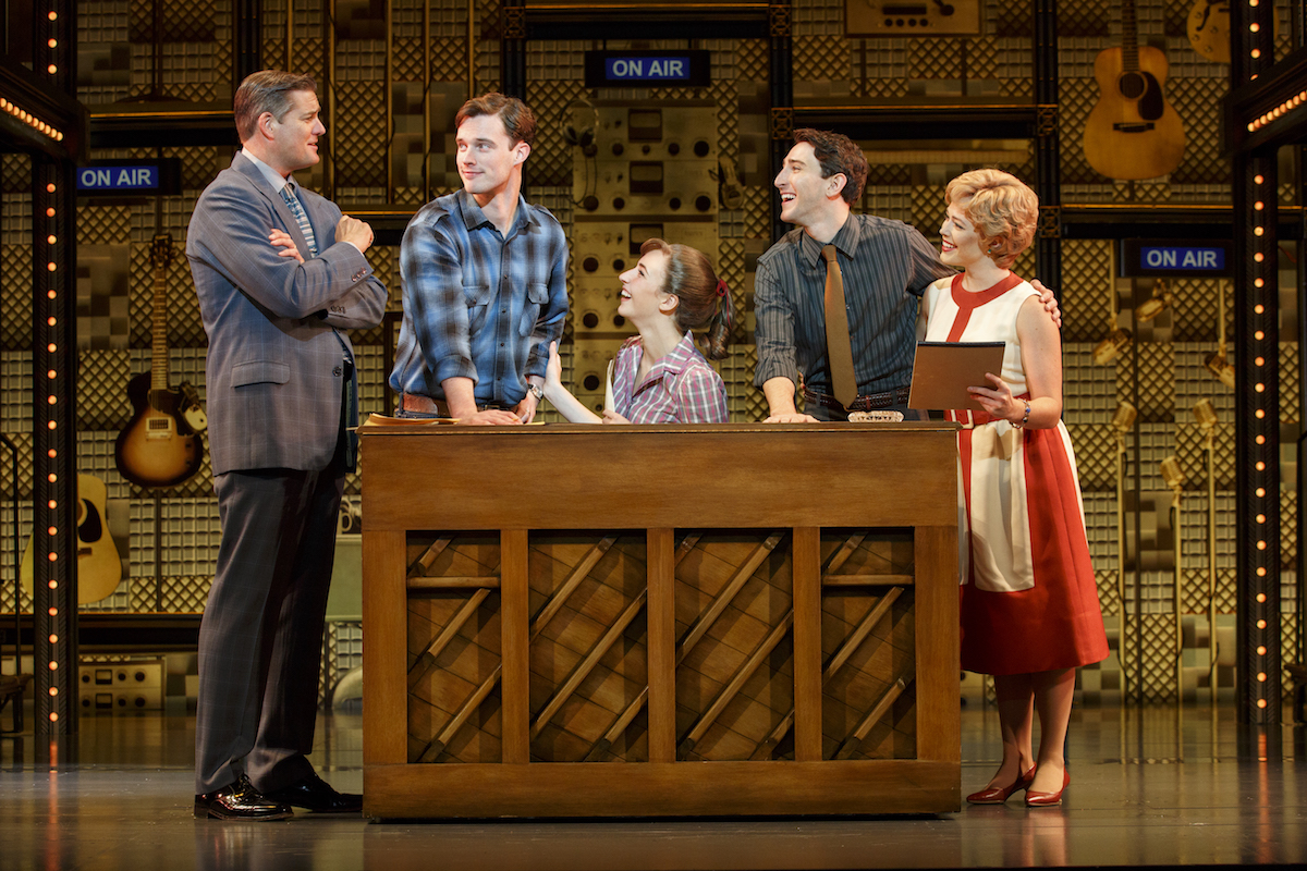 Curt Bouril, Liam Tobin, Julia Knitel, Ben Fankhauser, Erika Olsonin the national tour of Beautiful: The Carole King Musical. Photo by Joan Marcus