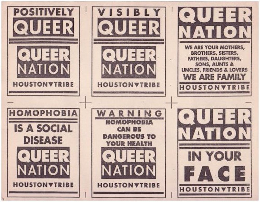 Posters from Queer Nation’s Houston chapter. 